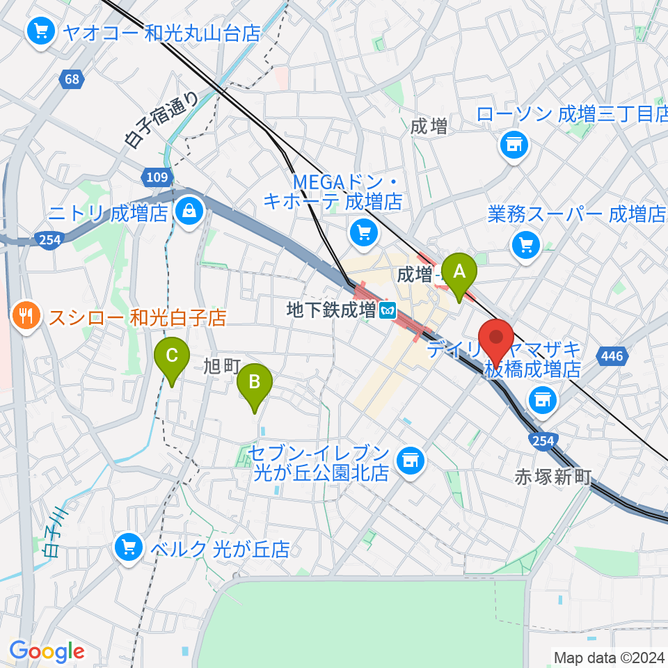 ローズマリーミュージックスクール成増教室周辺のホテル一覧地図