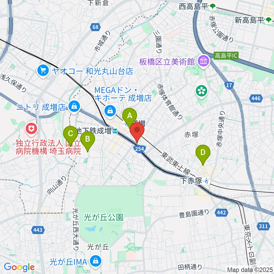 ローズマリーミュージックスクール成増教室周辺のホテル一覧地図