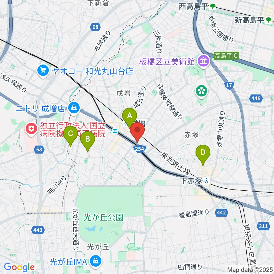 ローズマリーミュージックスクール成増教室周辺のホテル一覧地図