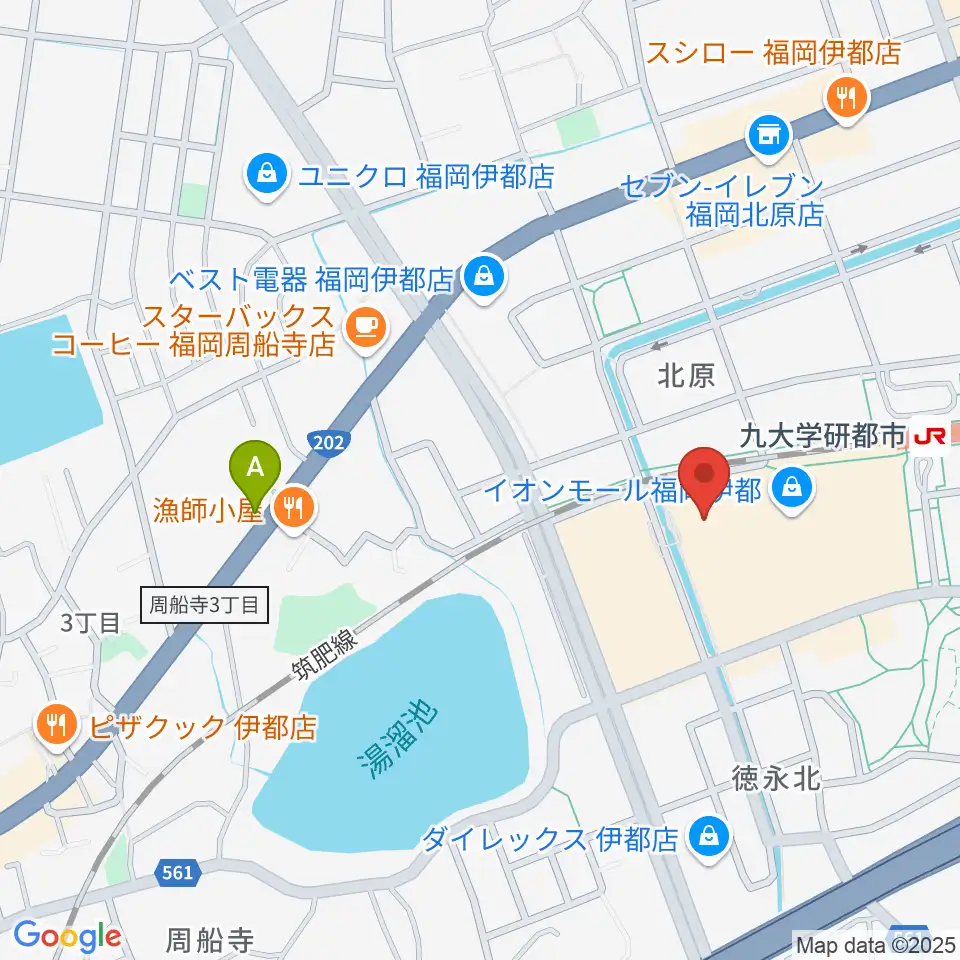 ヨシダ楽器イオン福岡伊都店周辺のホテル一覧地図