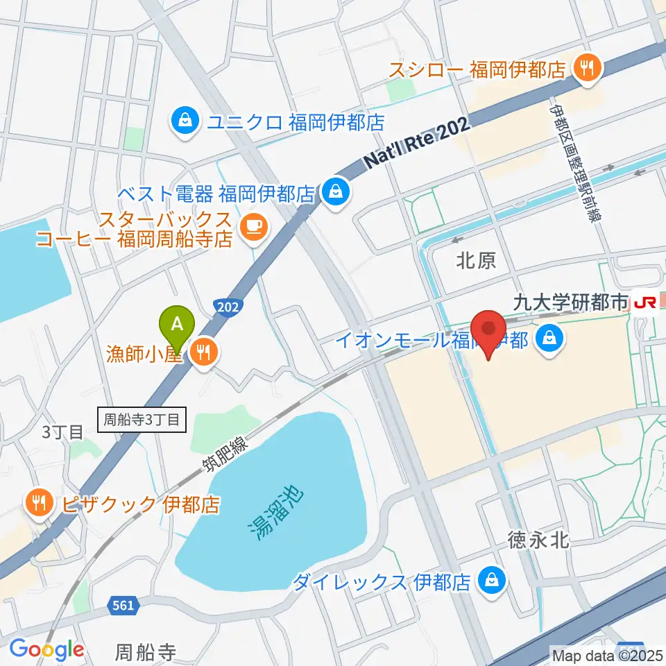 ヨシダ楽器イオン福岡伊都店周辺のホテル一覧地図