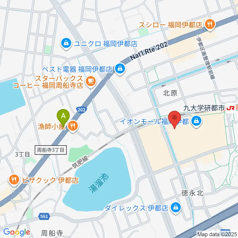 ヨシダ楽器イオン福岡伊都店周辺のホテル一覧地図