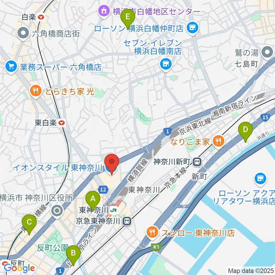 イオン東神奈川センター ヤマハミュージック周辺のホテル一覧地図