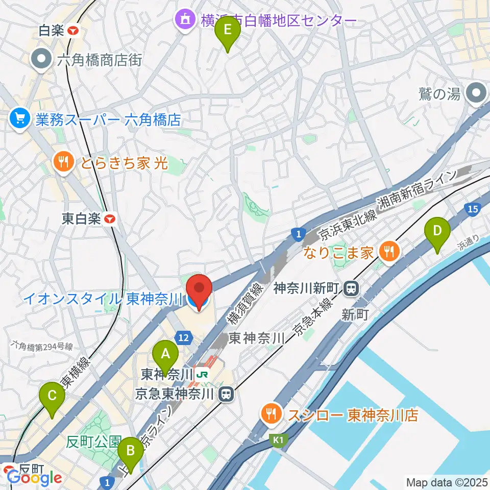 イオン東神奈川センター ヤマハミュージック周辺のホテル一覧地図