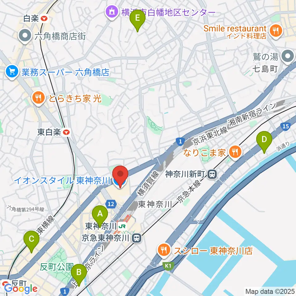 イオン東神奈川センター ヤマハミュージック周辺のホテル一覧地図