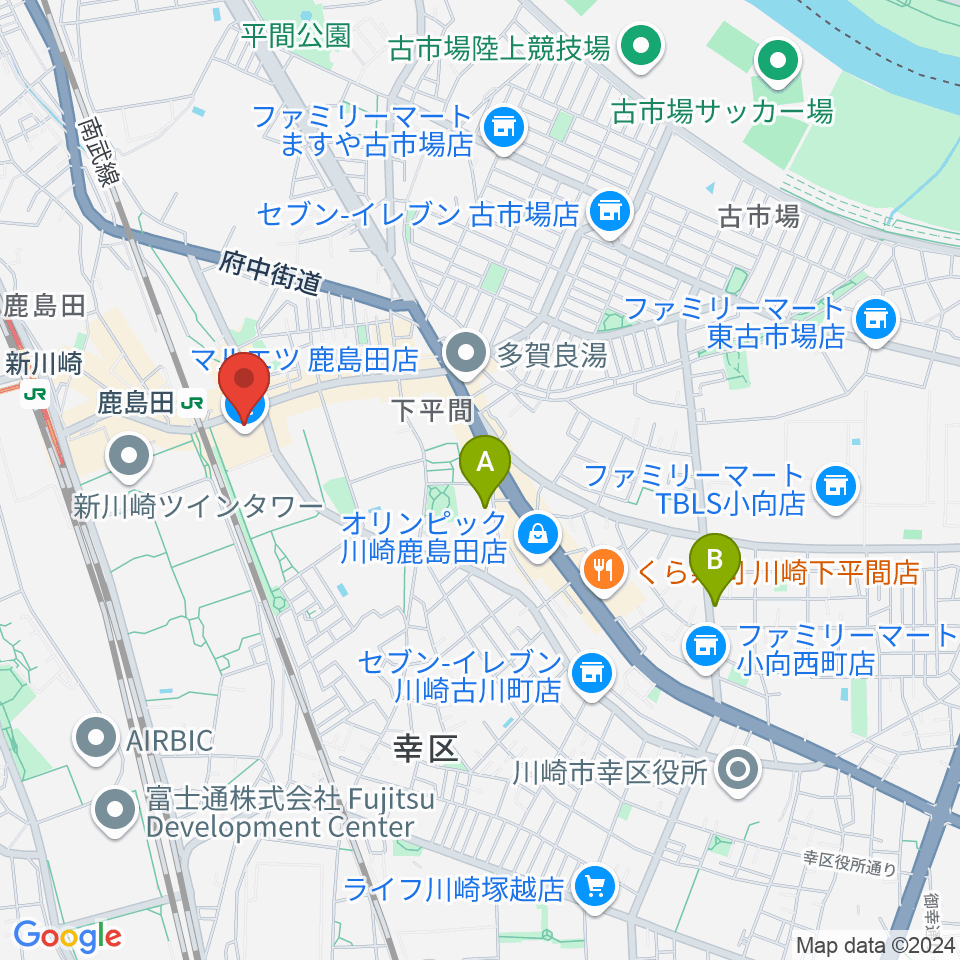 ミュージックスクール新川崎 ヤマハミュージック周辺のホテル一覧地図