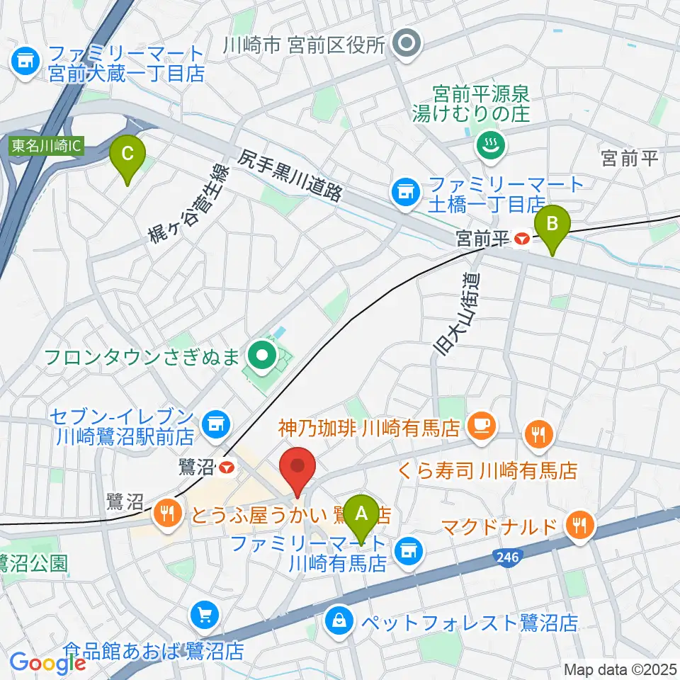ミュージックスクール鷺沼 ヤマハミュージック周辺のホテル一覧地図