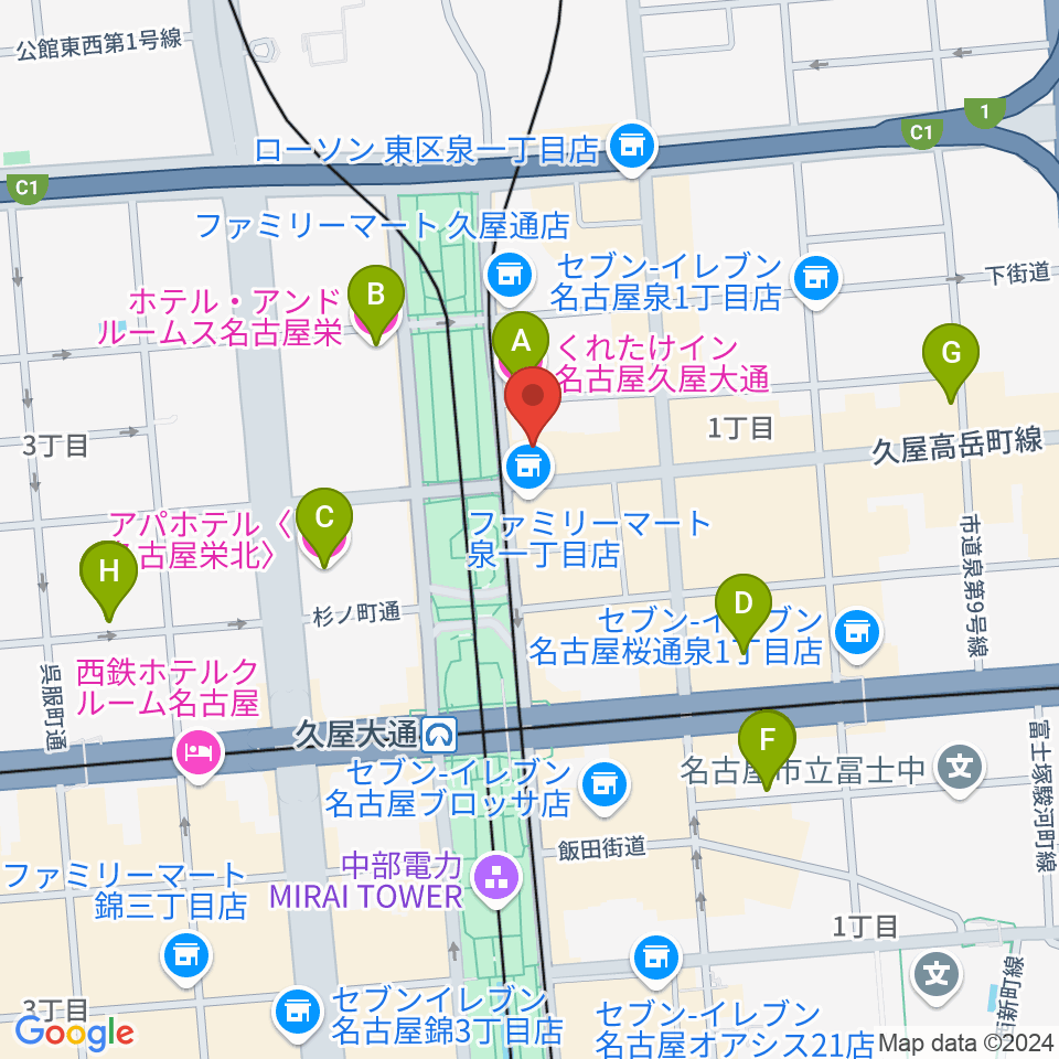 ポエポエ名古屋周辺のホテル一覧地図