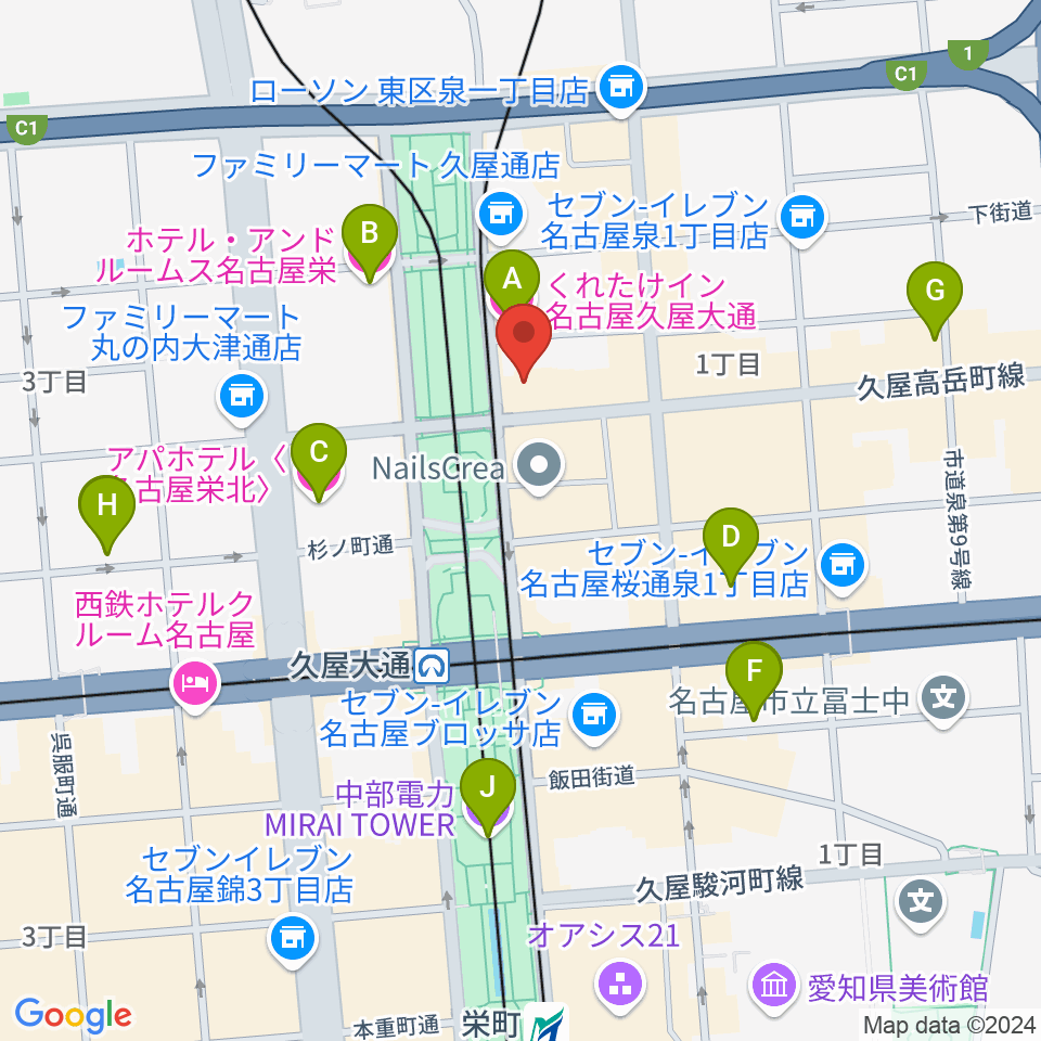 ポエポエ名古屋周辺のホテル一覧地図