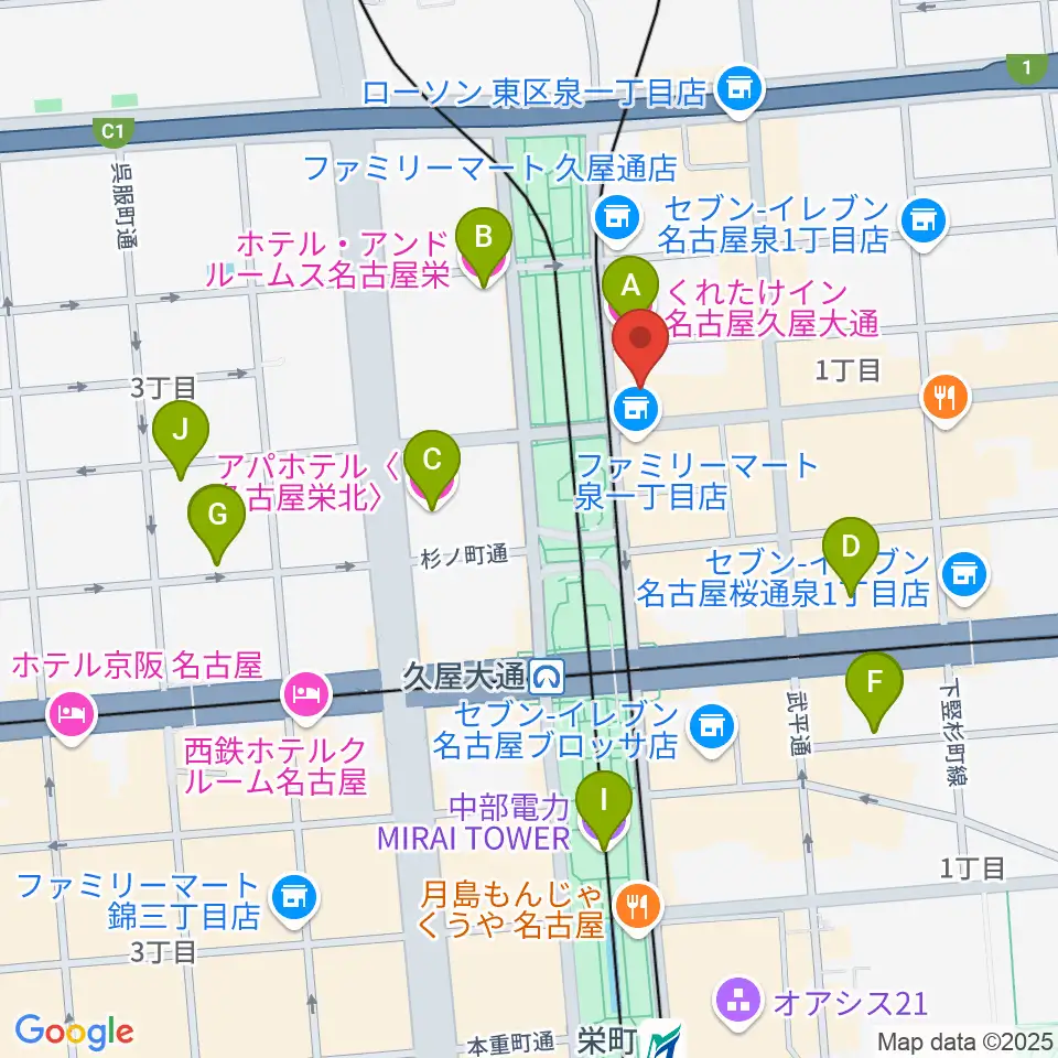ポエポエ名古屋周辺のホテル一覧地図