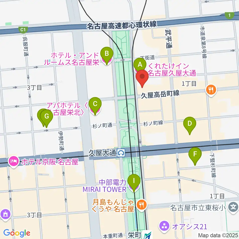 ポエポエ名古屋周辺のホテル一覧地図