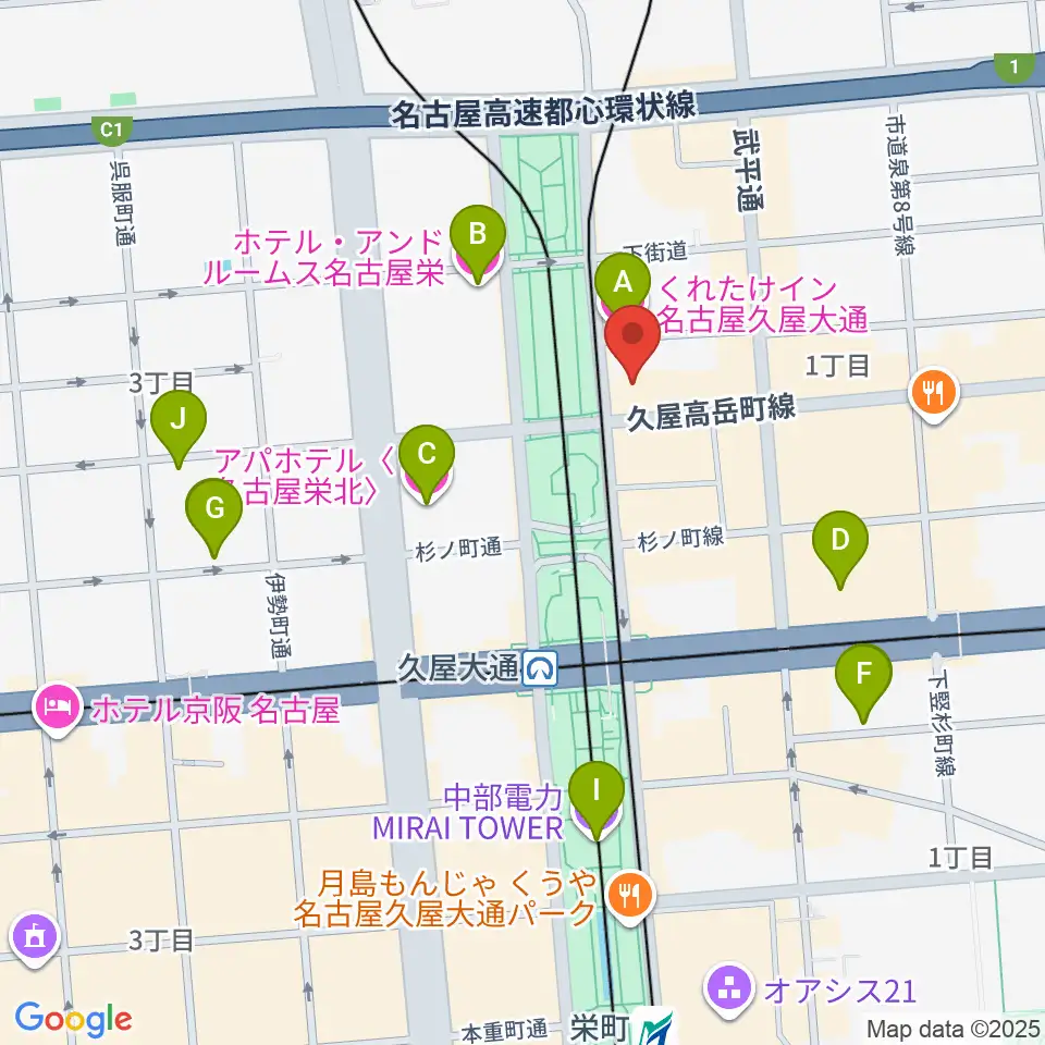 ポエポエ名古屋周辺のホテル一覧地図