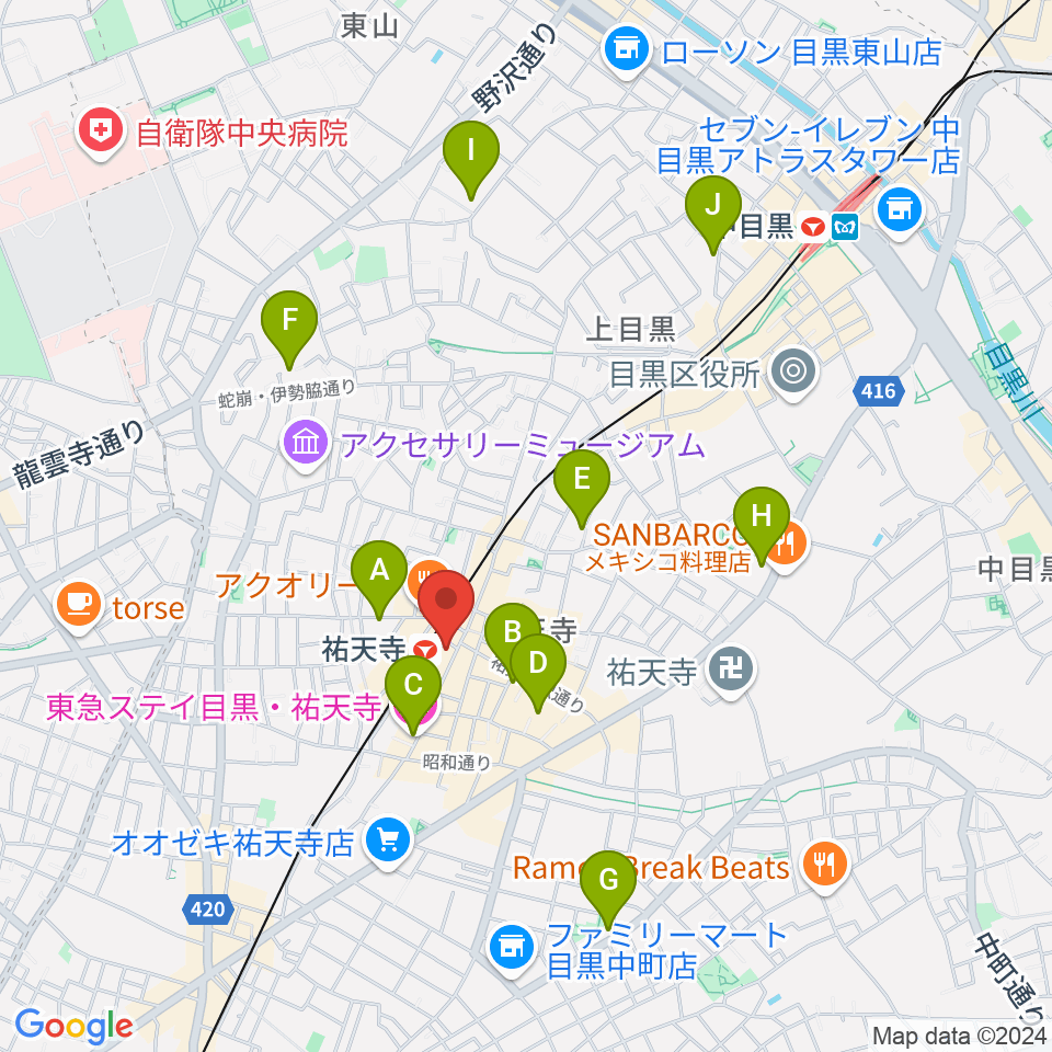 ポエポエ東京周辺のホテル一覧地図