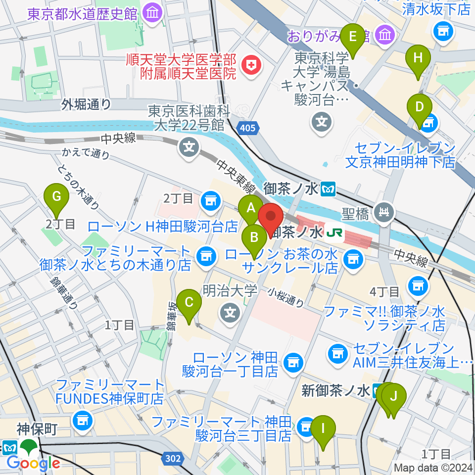 ギタープラネット エレキ本館周辺のホテル一覧地図