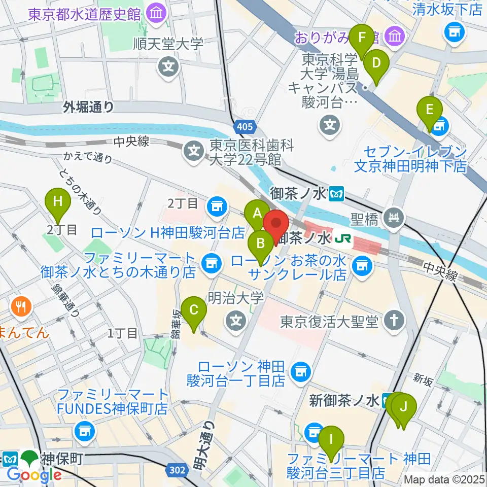 ギタープラネット・アコースティック＆ウクレレ館周辺のホテル一覧地図