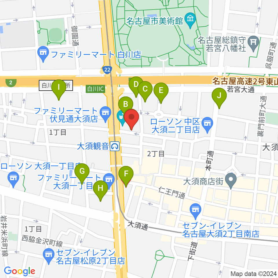 ギター＆ベーステックGRACIAS周辺のホテル一覧地図