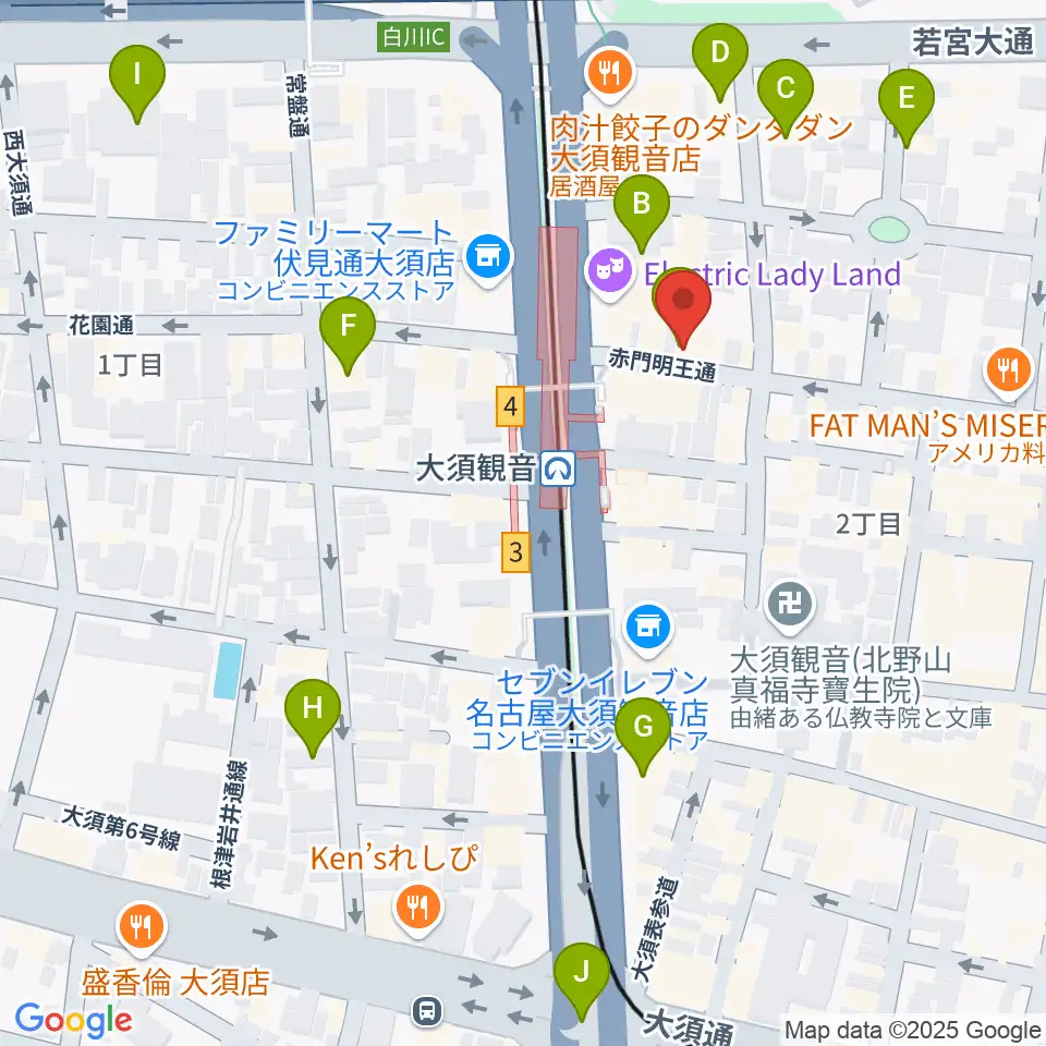 ギター＆ベーステックGRACIAS周辺のホテル一覧地図