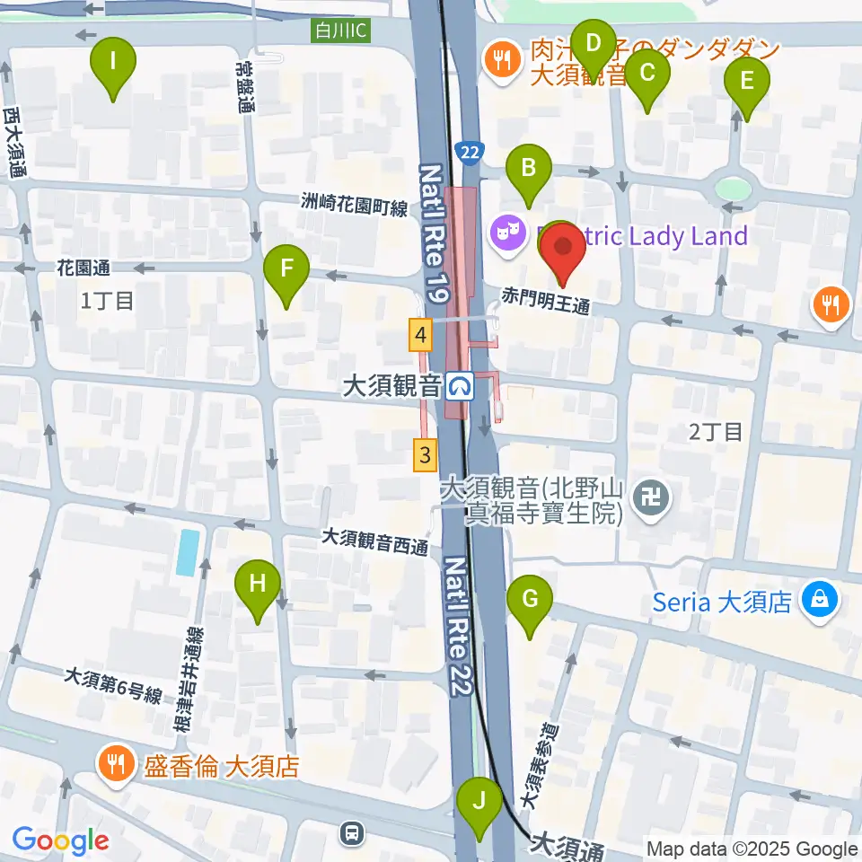 ギター＆ベーステックGRACIAS周辺のホテル一覧地図
