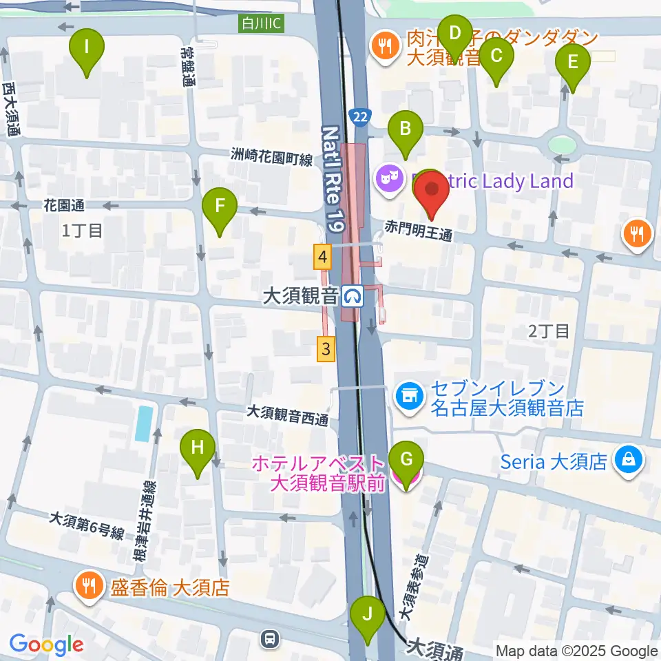 ギター&ベーステックGRACIAS周辺のホテル一覧地図