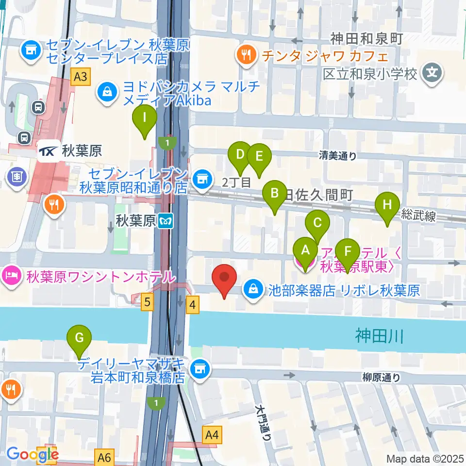 ドラムステーション・リボレ秋葉原周辺のホテル一覧地図
