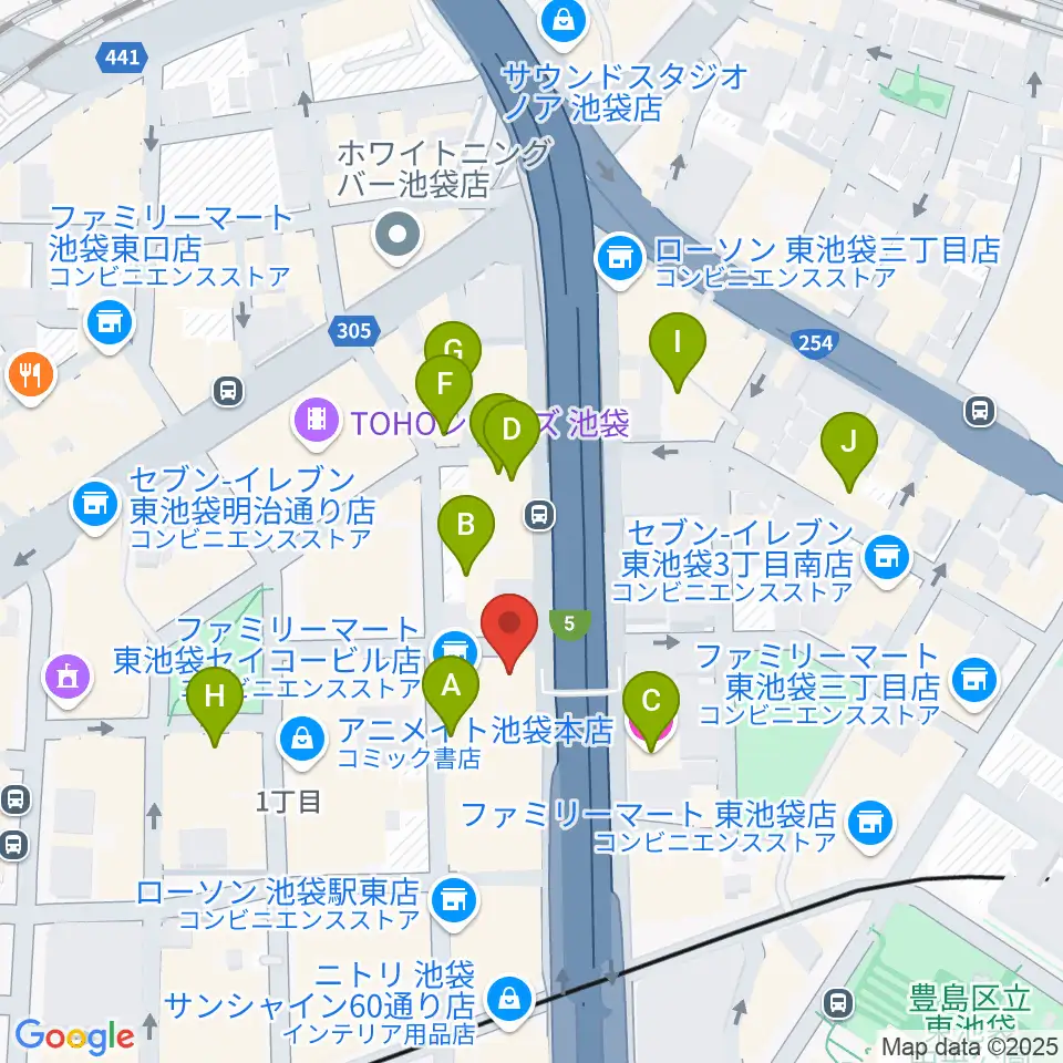 フジゲンカスタムハウス池袋周辺のホテル一覧地図