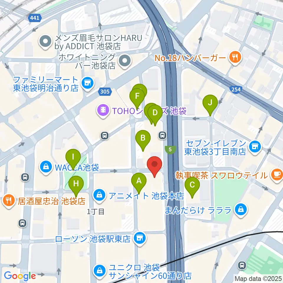 フジゲンカスタムハウス池袋周辺のホテル一覧地図