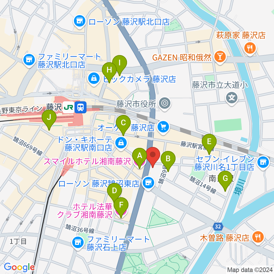 ミュージックアベニュー藤沢 ヤマハミュージック周辺のホテル一覧地図