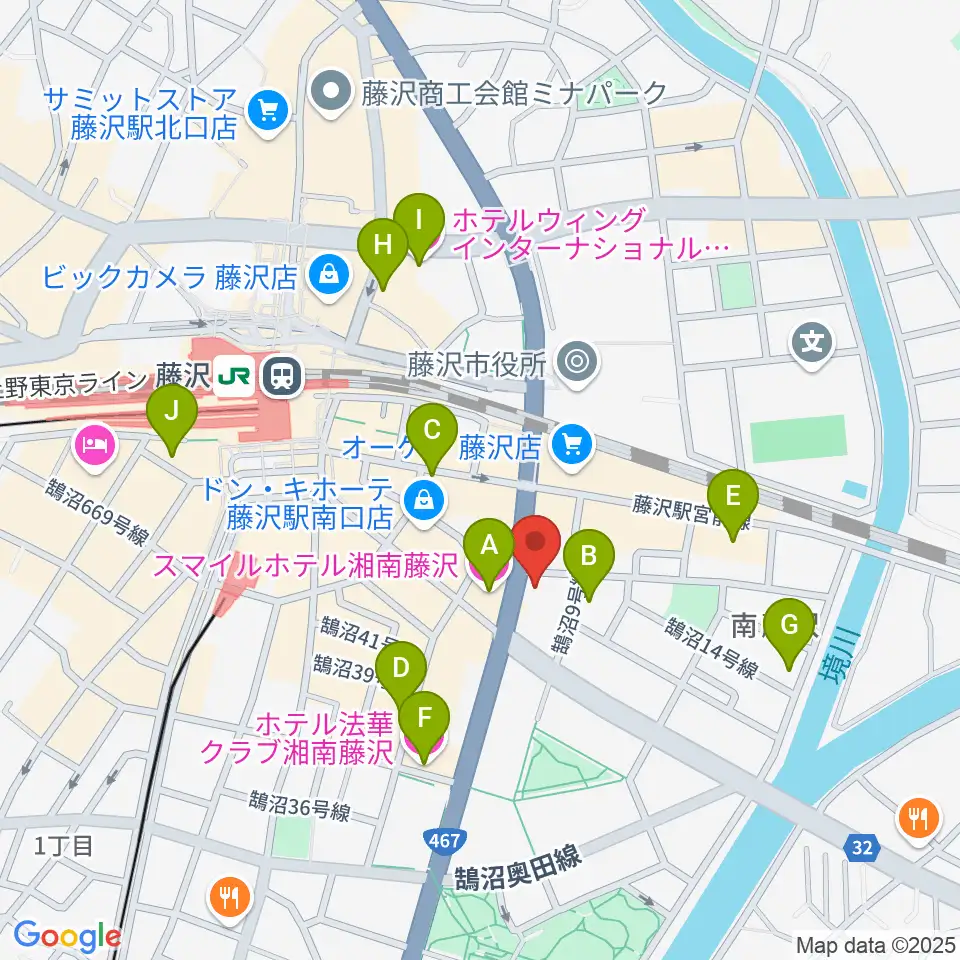 ミュージックアベニュー藤沢 ヤマハミュージック周辺のホテル一覧地図