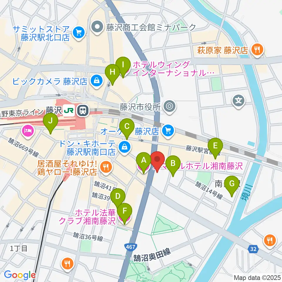 ミュージックアベニュー藤沢 ヤマハミュージック周辺のホテル一覧地図