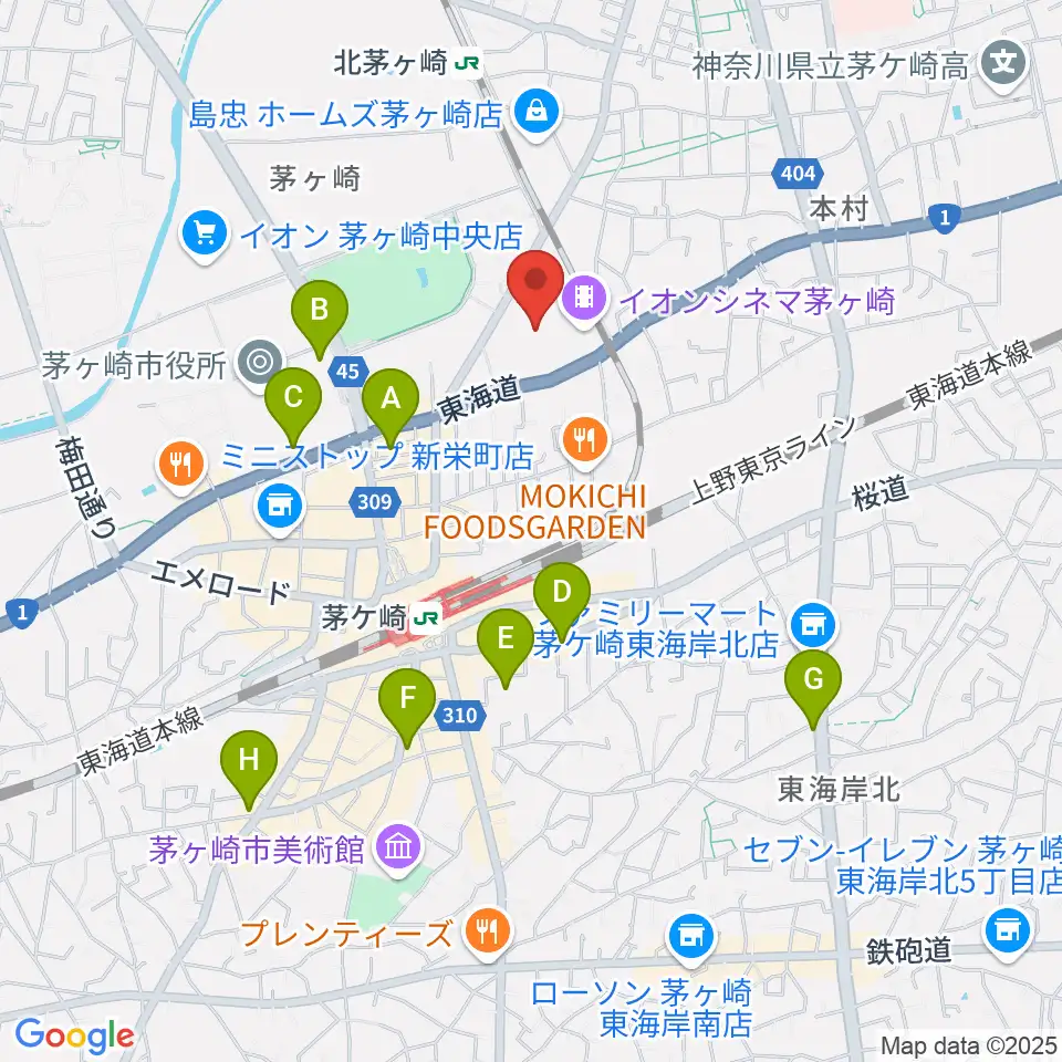 イオン茅ヶ崎センターヤマハミュージック周辺のホテル一覧地図