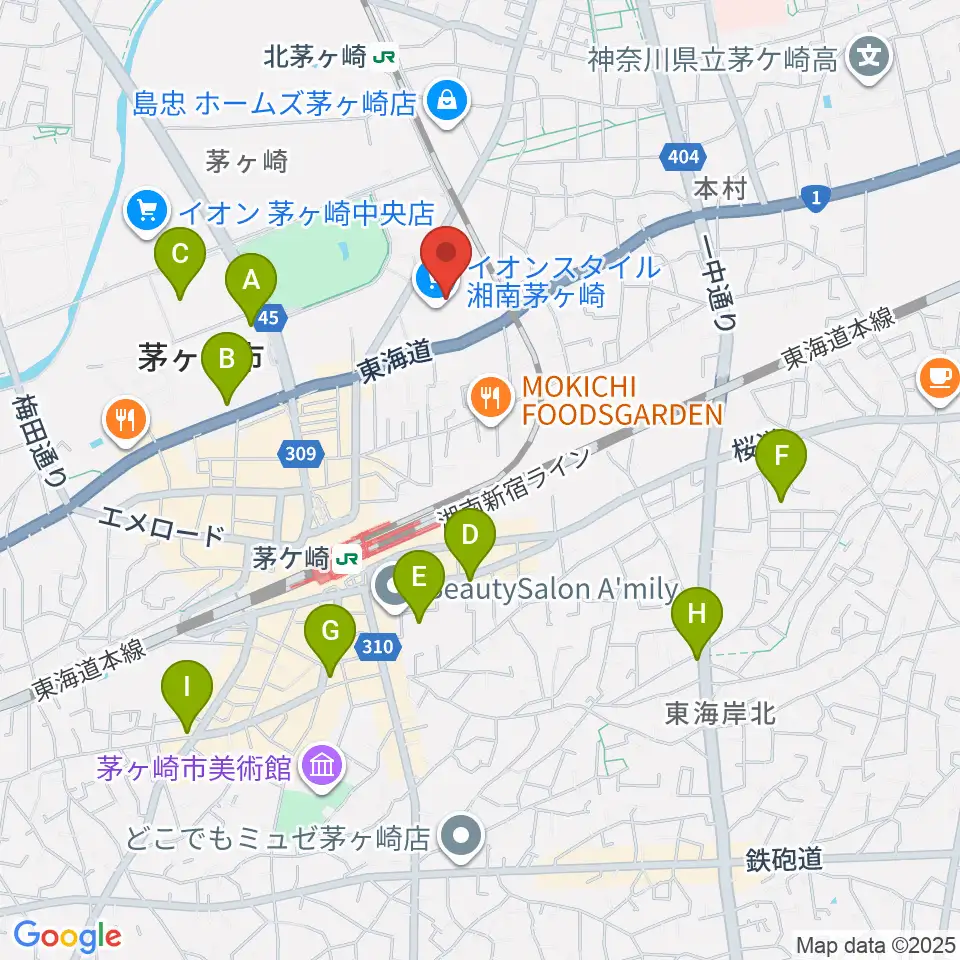 イオン茅ヶ崎センターヤマハミュージック周辺のホテル一覧地図