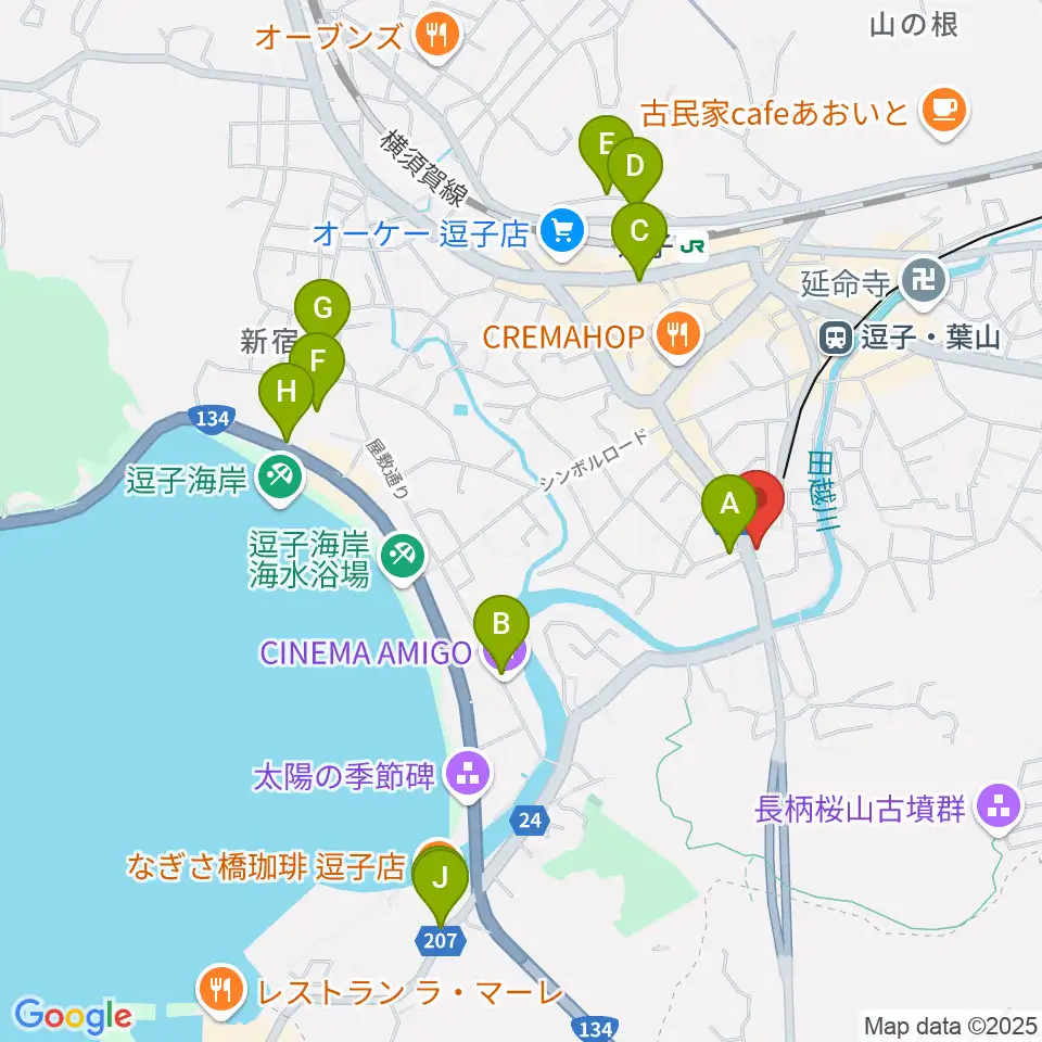逗子教室 ヤマハミュージック周辺のホテル一覧地図