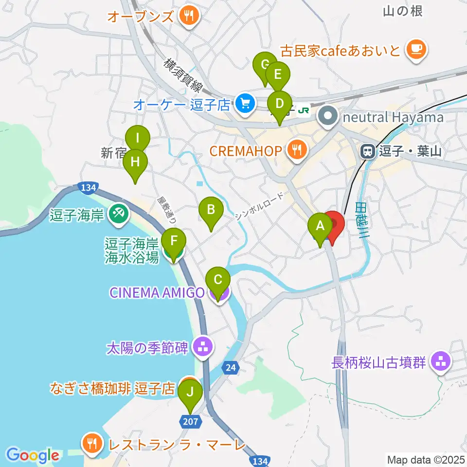 逗子教室 ヤマハミュージック周辺のホテル一覧地図