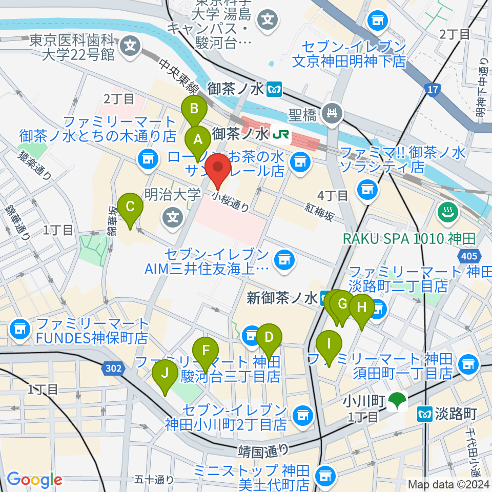 ESPギターワークショップ周辺のホテル一覧地図