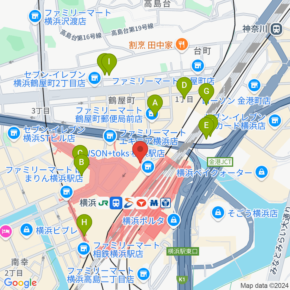 クロサワ楽器横浜店周辺のホテル一覧地図