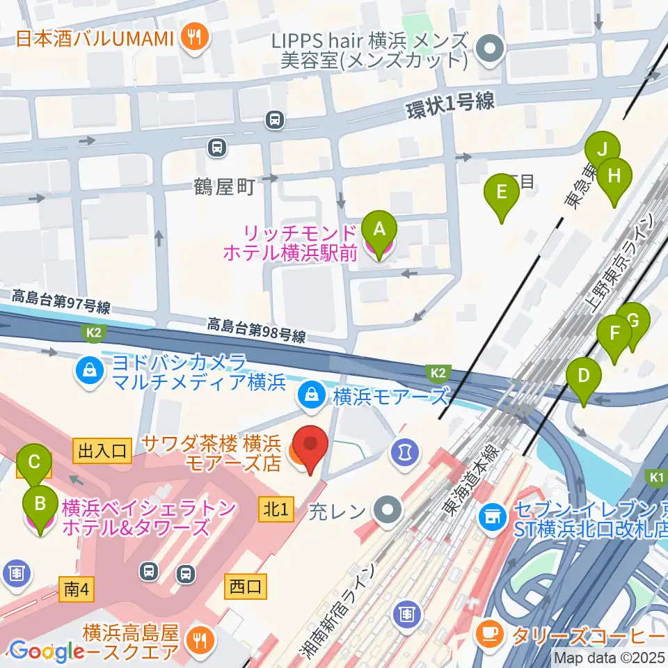 クロサワ楽器横浜店周辺のホテル一覧地図