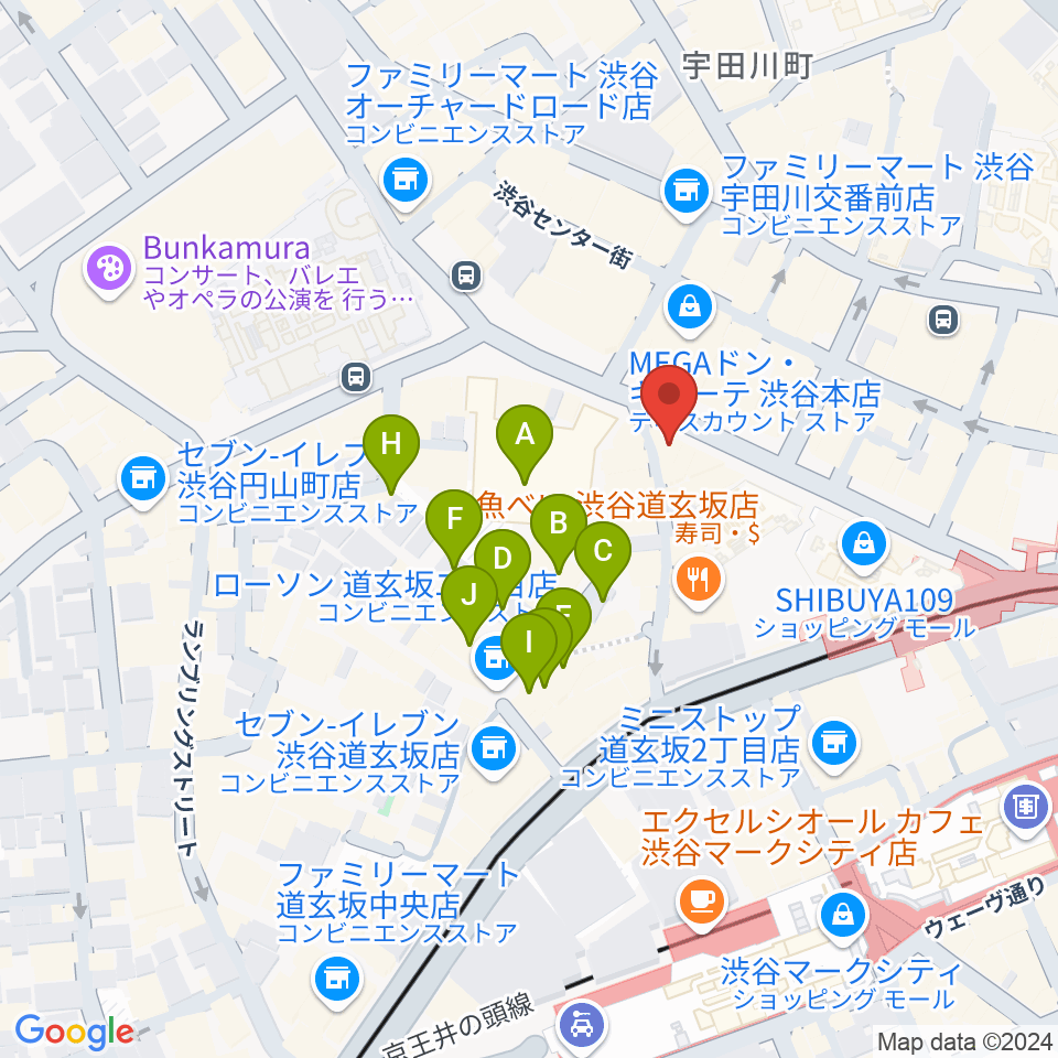 クロサワ楽器 G-CLUB SHIBUYA周辺のホテル一覧地図