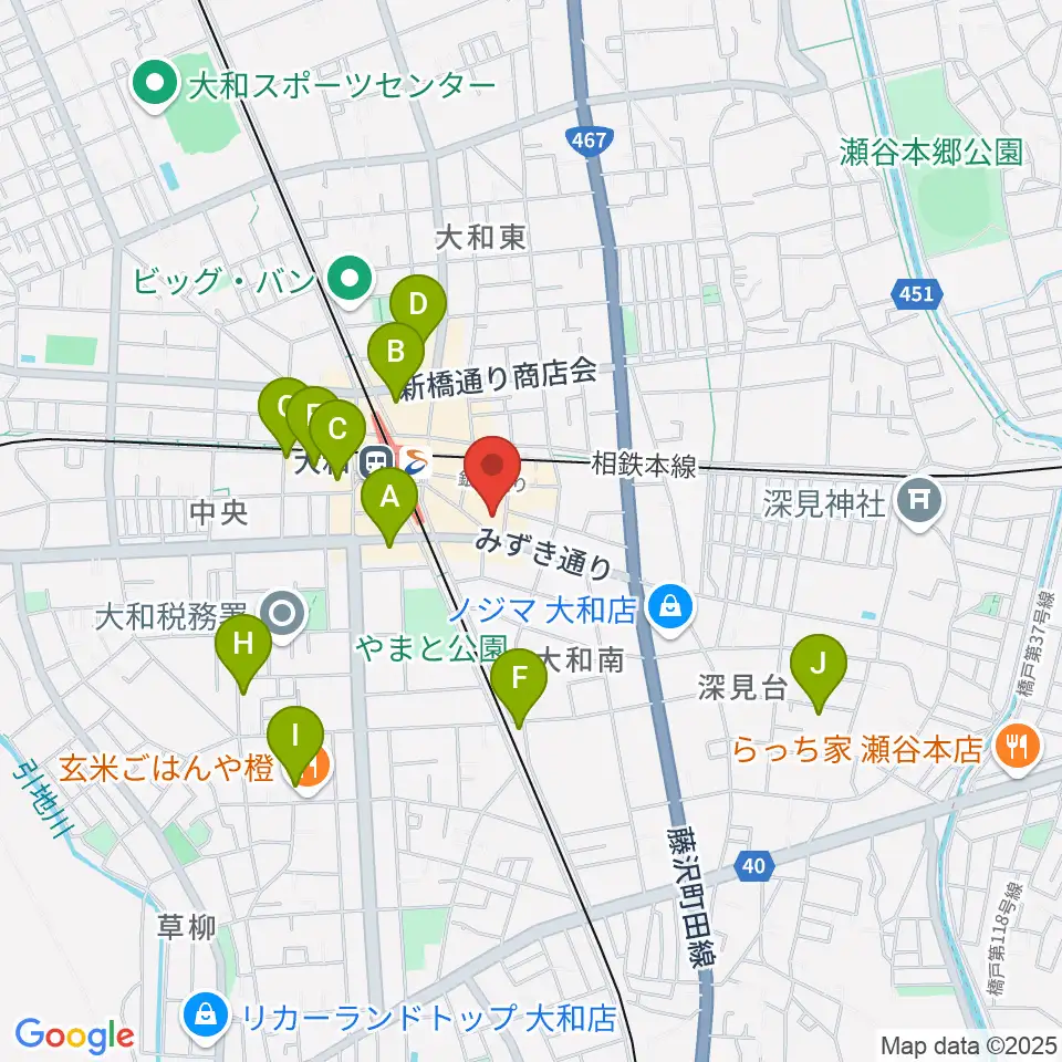 ユニスタイル大和 ヤマハミュージック周辺のホテル一覧地図