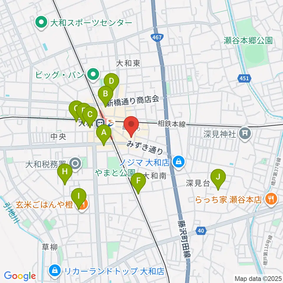 ユニスタイル大和 ヤマハミュージック周辺のホテル一覧地図