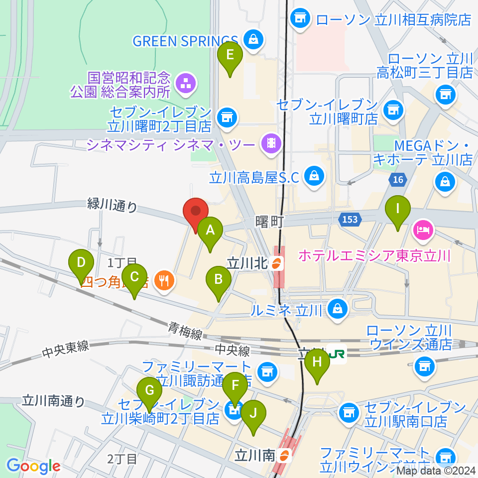 宮地楽器ミュージックスクエア立川周辺のホテル一覧地図