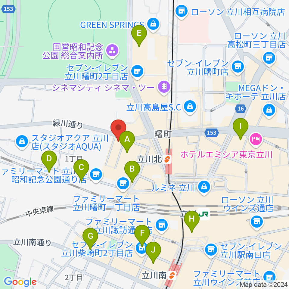 宮地楽器ミュージックスクエア立川周辺のホテル一覧地図