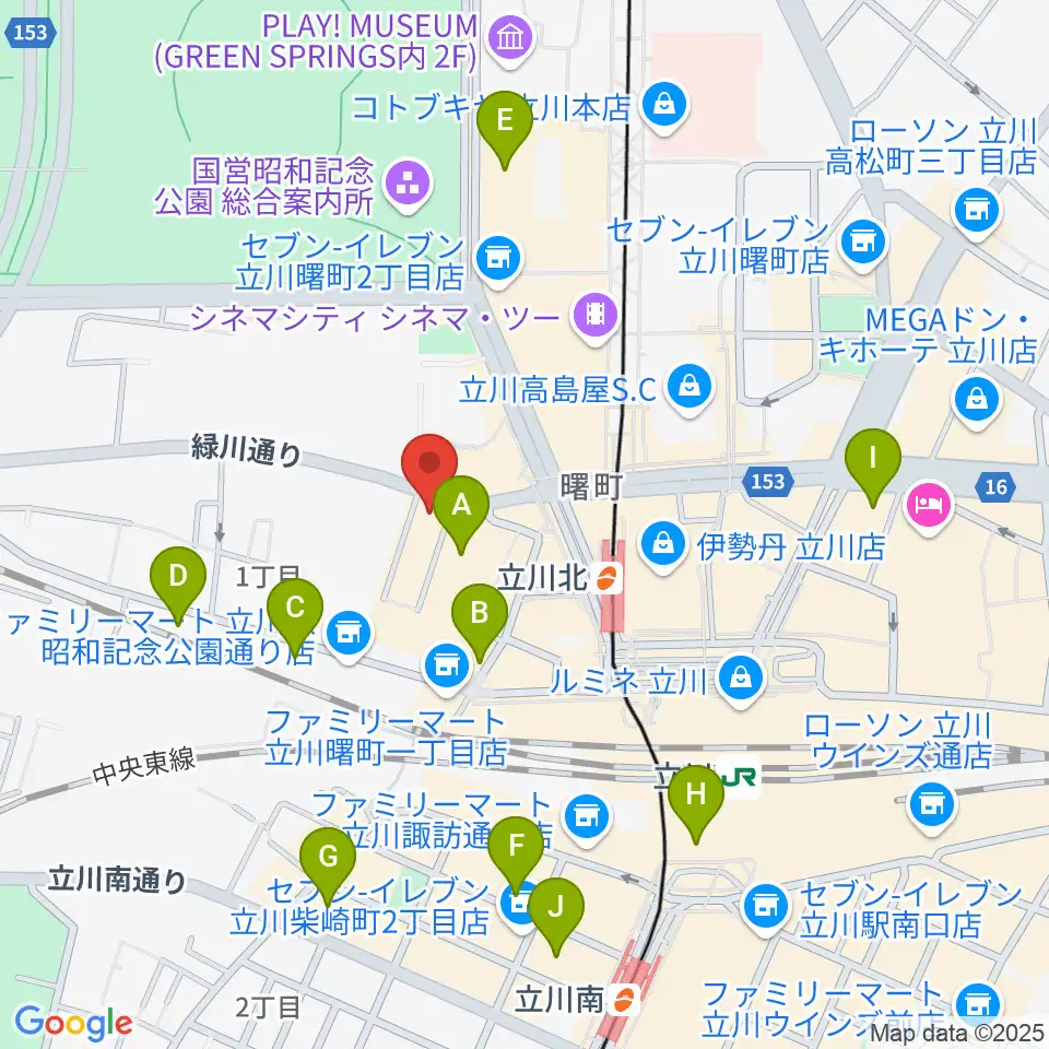 宮地楽器ミュージックスクエア立川周辺のホテル一覧地図