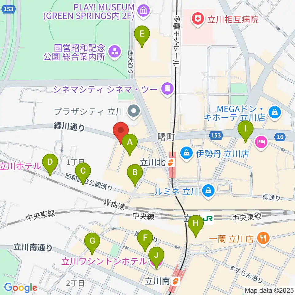 宮地楽器ミュージックスクエア立川周辺のホテル一覧地図