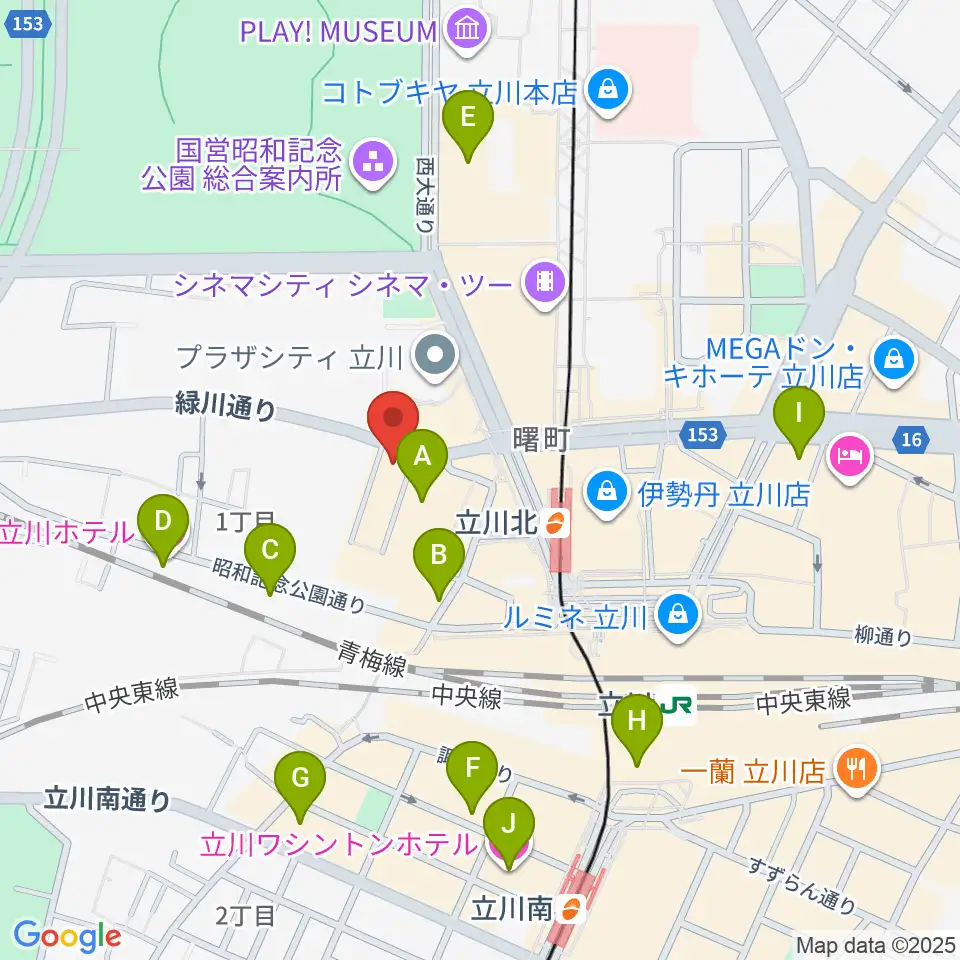 宮地楽器ミュージックスクエア立川周辺のホテル一覧地図
