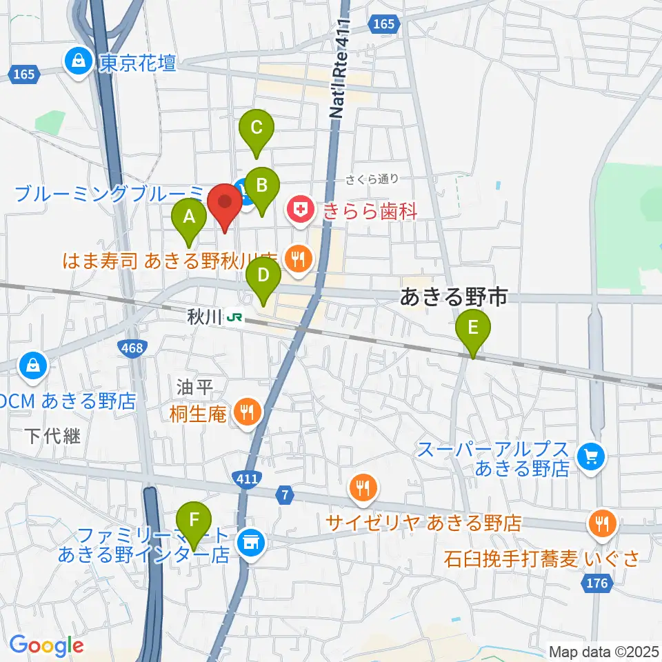 宮地楽器 あきる野センター周辺のホテル一覧地図