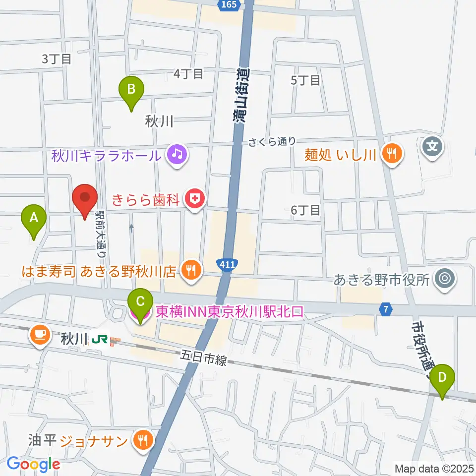 宮地楽器 あきる野センター周辺のホテル一覧地図