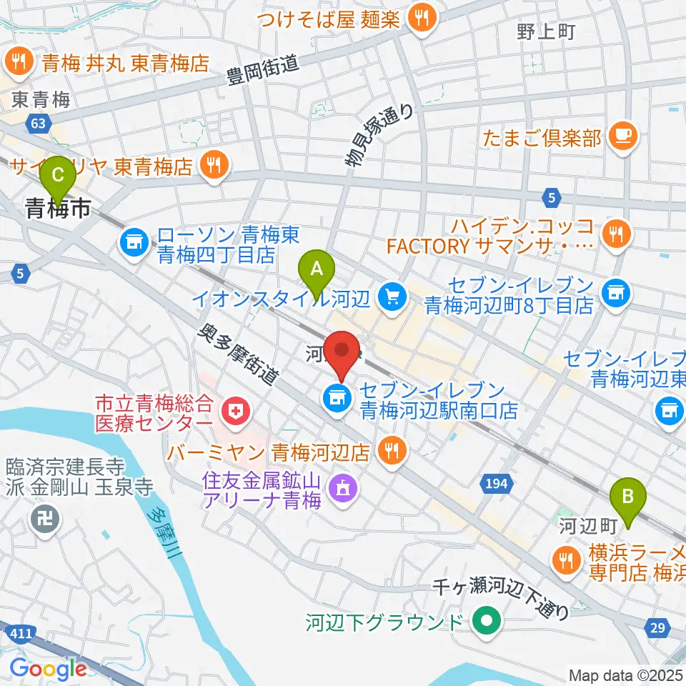 宮地楽器 河辺センター周辺のホテル一覧地図