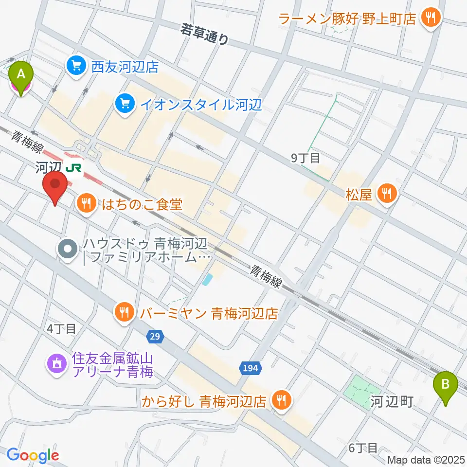 宮地楽器 河辺センター周辺のホテル一覧地図