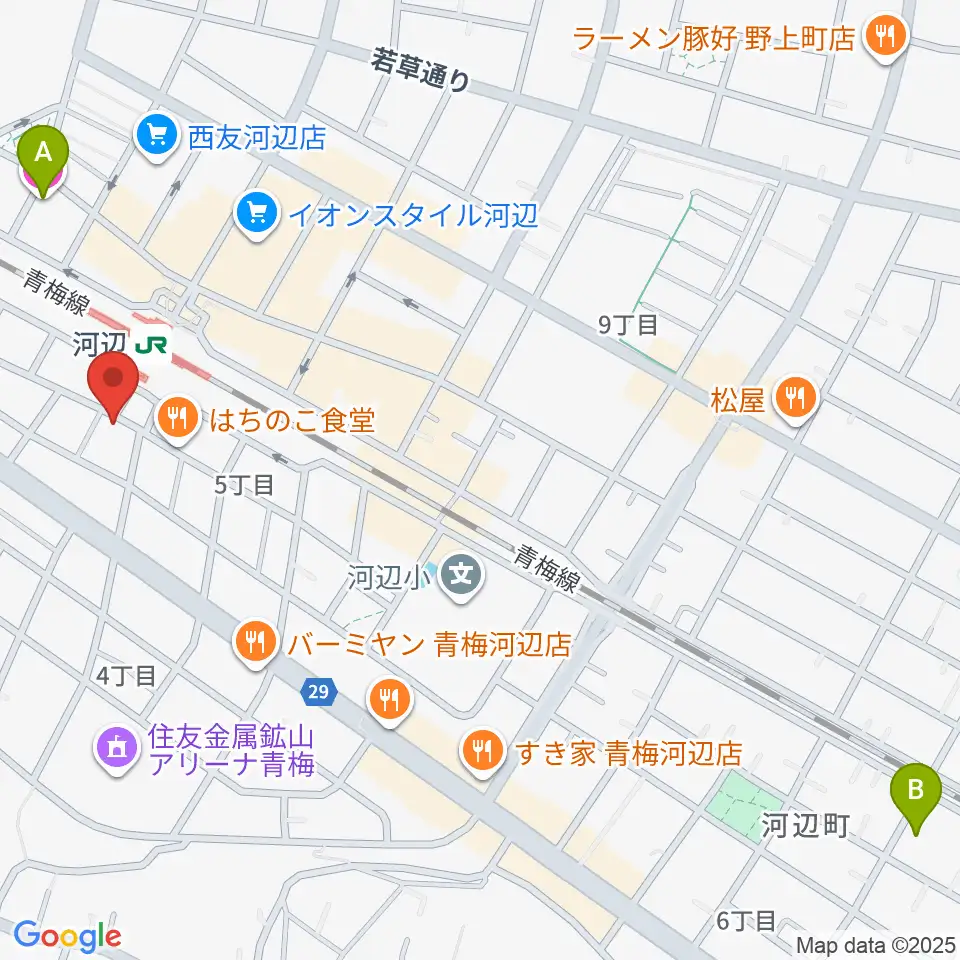 宮地楽器 河辺センター周辺のホテル一覧地図