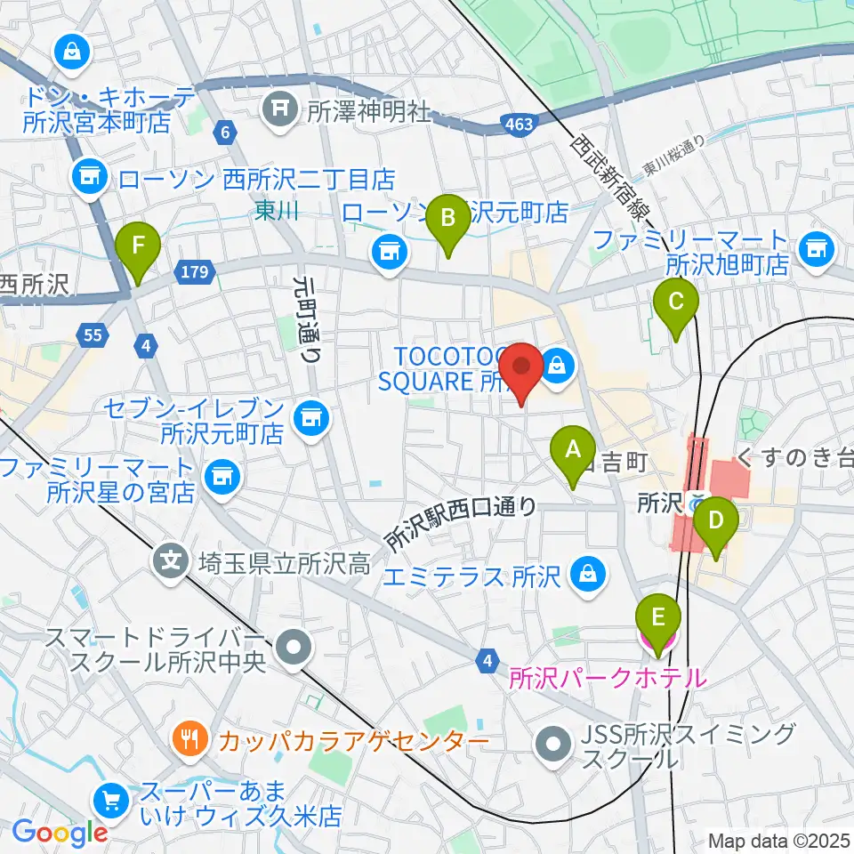 ユニスタイル所沢 ヤマハミュージック周辺のホテル一覧地図